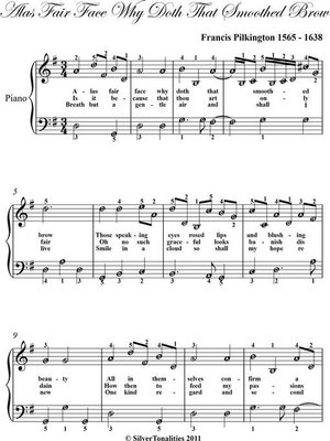 cover image of Alas Fair Face Why Doth That Smoothed Brow Easy Piano Sheet Music